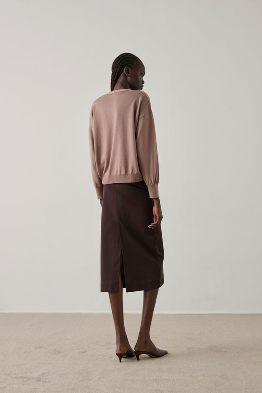 Cardigan Idem - Rose Pâle - Laine mérinos - Femme